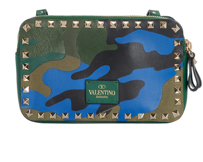 Camo Rockstud, &pound;250, Handbags, Black/Blue/Green/Purple, Canvas/Leather, Front view